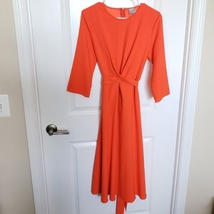 NWT ASOS Orange Tie-Waist Long Sleeve Flowy Dress Sz 6